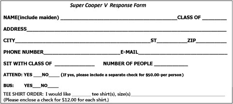 Super Cooper Reunion Response Form